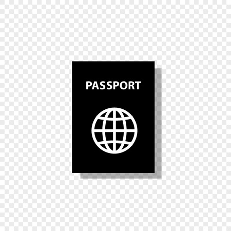 Vector black and white silhouette illustration of passport document icon isolated on transparent background.のイラスト素材