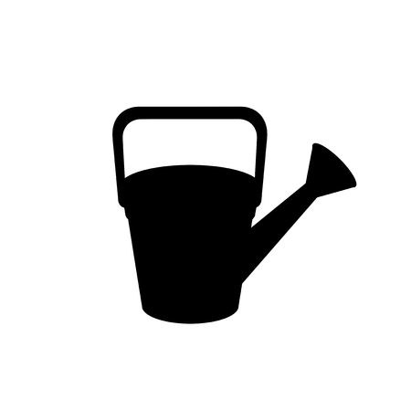 Black silhouette of watering can icon, vector illustration, sign, symbol, logo, label, clip art isolated on white background.のイラスト素材