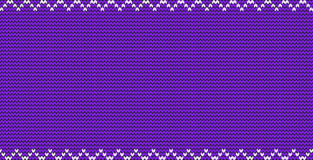 Purple or violet knitted fabric background with zig zag border frame and empty copy space for text. Vector illustration, poster, banner, template for greeting card, invitation, flyer. Festive backdropのイラスト素材