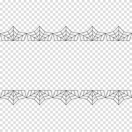 Halloween spiderweb vector border. Cobweb frame background illustration isolated on transparent background. Design decoration element for greeting card, scrapbooking, flyerのイラスト素材