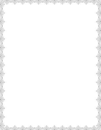 Vector elegant black spiderweb border with copy space for text isolated on white background. Template for invitation, flyer, banner, photoframe or greeting card. Halloween frame.のイラスト素材