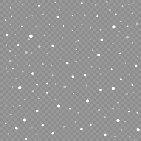 Vector seamless pattern with falling snow or snowflakes isolated on transparent background. Template for greeting card or graphic design.のイラスト素材