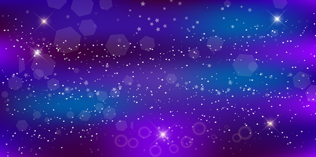 Vector fantastic galaxy rectangle background. Blurred glowing circles with flowing and liquid concept, Purple neon magic banner, night starry sky wallpaper. Magical light effect. Billboard, poster.のイラスト素材