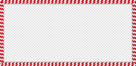 Christmas, new year rectangle double candy cane frame with striped lollipop pattern isolated on transparent background. Xmas border. Vector banner, signboard, billboard, greeting postcard, template.のイラスト素材