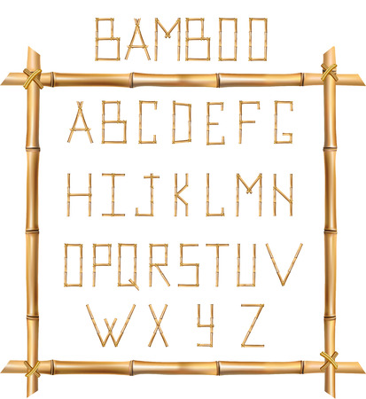 Bamboo Letter Alphabet Green Set C Vectorのイラスト素材