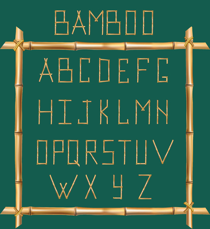 Bamboo Letter Alphabet Green Set C Vectorのイラスト素材