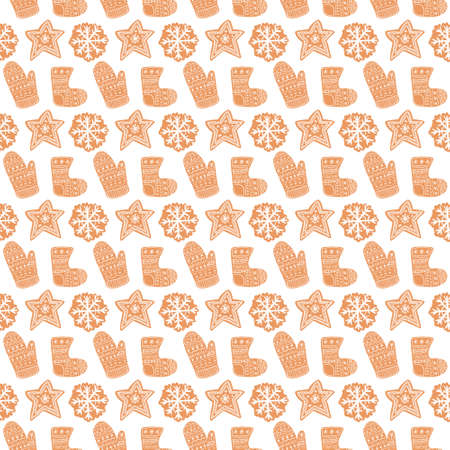 new Year s pattern of gingerbread figuresのイラスト素材