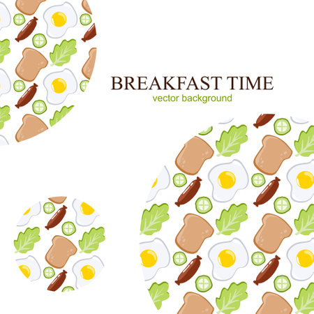 vector background with an illustration of breakfast dishesのイラスト素材