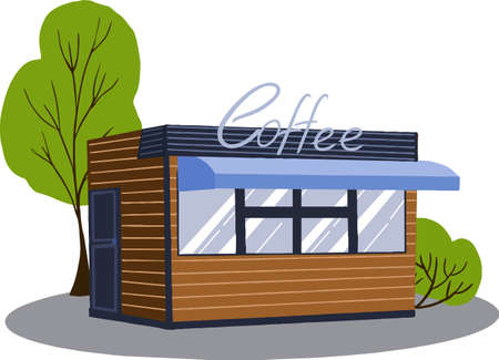 Vector illustration of a street food and coffee kioskのイラスト素材