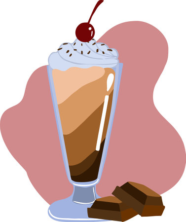 Vector illustration of a flat chocolate milkshakeのイラスト素材