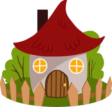 illustration of a fairy-tale house in the bushesのイラスト素材