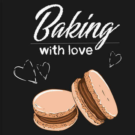 Poster baking with love macaroonsのイラスト素材