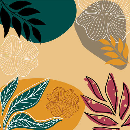 Background vector leaves and flowers abstraction