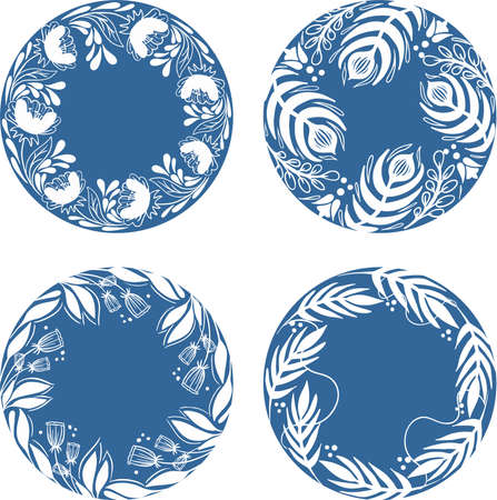Round text frame with flowersのイラスト素材