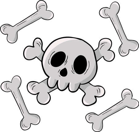 Illustration of a skull and bones for Halloweenのイラスト素材