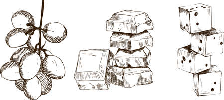 Illustration sketch appetizer for wineのイラスト素材