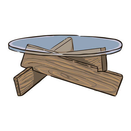 Illustration coffee table wood with glassのイラスト素材