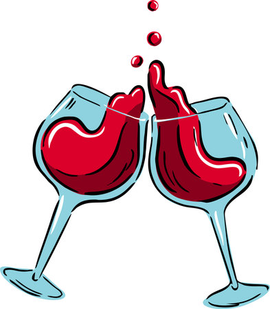 Drawing two glasses of wineのイラスト素材