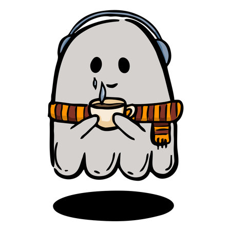 The little ghost is drinking teaのイラスト素材