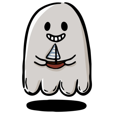 Ghost with a toy boatのイラスト素材
