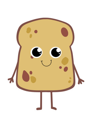 Cartoon characters in the form of a slice of bread with a smile. Vector illustrationのイラスト素材