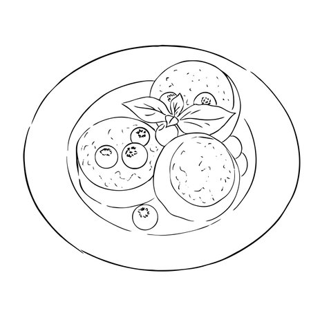 Coloring book blueberry cheesecakesのイラスト素材