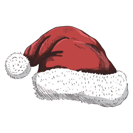 Santa Claus headdress in the linart style is coloredのイラスト素材