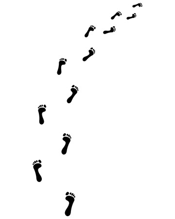 Trail of human bare footsteps, turn rightのイラスト素材