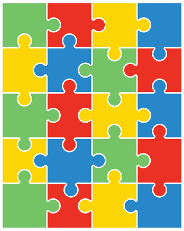 Illustration of colorful shiny puzzle, separate partsのイラスト素材