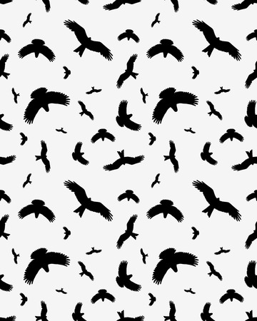 Seamless pattern of birds silhouettes on a gray backgroundのイラスト素材