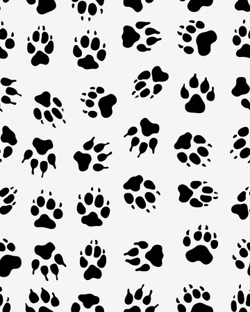 Seamless pattern of print of dogs paws on a white backgroundのイラスト素材
