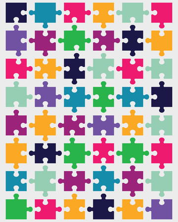 Illustration of separate pieces of colorful puzzleのイラスト素材