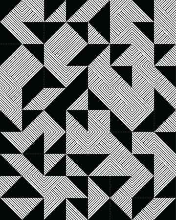 Triangular or square geometric abstract seamless pattern. Ornament texture or mosaic design backdrop tile templateのイラスト素材