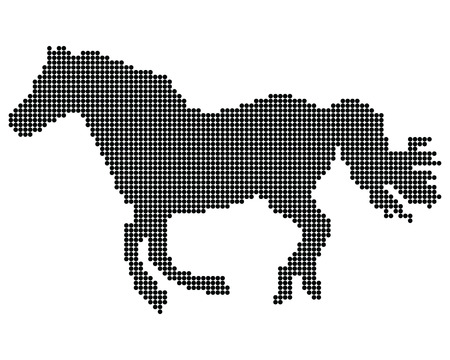 Point silhouette of horse on the white backgroundのイラスト素材
