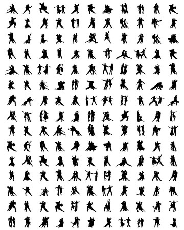 Black silhouettes of tango players, vectorのイラスト素材