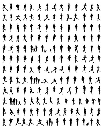 Black silhouettes of runners, vectorのイラスト素材