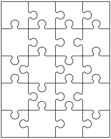 Illustration of separate parts of white puzzleのイラスト素材