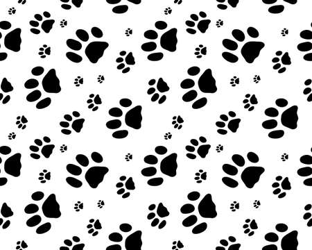 Seamless pattern of print of dogs paws on a white backgroundのイラスト素材