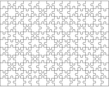 Illustration of big white puzzle, separate piecesのイラスト素材