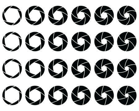 Set of different camera lens aperture valuesのイラスト素材