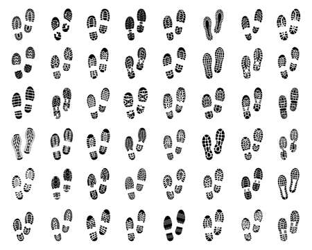 Black prints of shoes on a white backgroundのイラスト素材