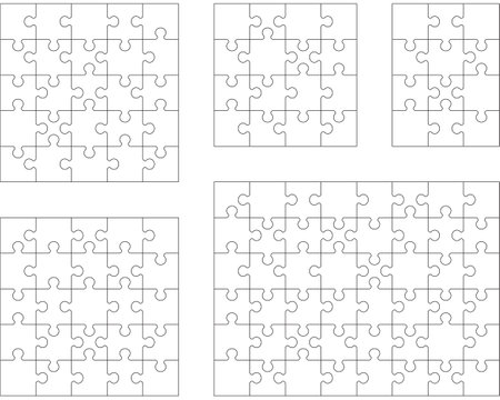 Illustration of four five puzzles, separate partsのイラスト素材