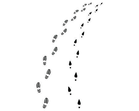 Shoe prints of man and woman on a white background, turn left or rightのイラスト素材