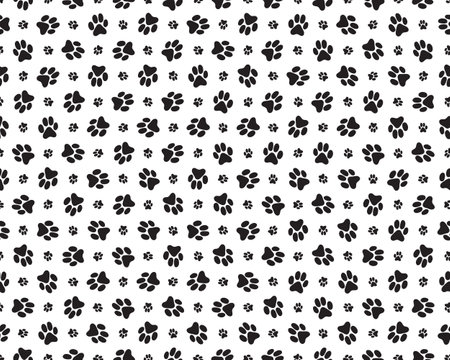 Seamless pattern of print of dogs paws on a white backgroundのイラスト素材