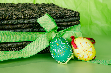 colorful easter egg decoration backgroundの写真素材