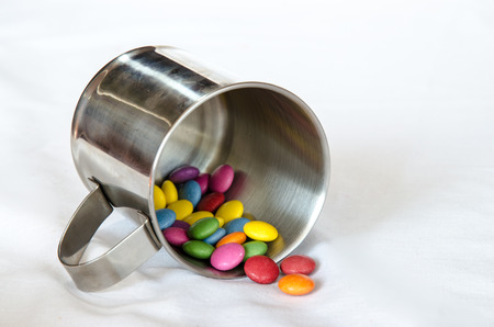 colourful candy on white backgroundの写真素材