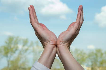 person with empty hand gesture image background