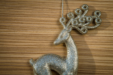shiny silver deer christmas decorationの写真素材