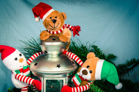 christmas snowman, bear mupets decorationの写真素材