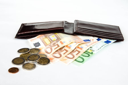 coins and banknotes isolated image